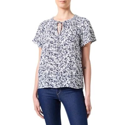 Image de VERO MODA Vmmenny String SS Top WVN GA, Blazer Bleu Marine/AOP : huki, L Femme