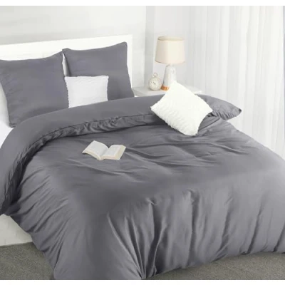 Image de Utopia Bedding Housse de Couette 200x220 cm avec 2 Taies d&#039;oreiller 80x80 (Gris) Parure Lit 200 x 220 Ensembles Housses en Microfibre brossée Douce