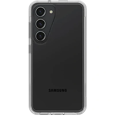 Image de OtterBox Symmetry Clear Coque pour Samsung Galaxy S23, anti chute, protection fine, supporte 3 x plus de chutes que la norme militaire, antimicrobien, Transparent, Livré sans emballage