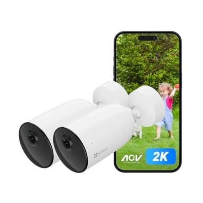 Image de EZVIZ 2K Caméra Surveillance WiFi Extérieure sans Fil avec Batteries Rechargeable, AOV, Détection de Forme Humain/Véhicule, Vision Nocturne Couleur, Audio Bidirectionnel, Défense Active, IP66, CB3 2PK