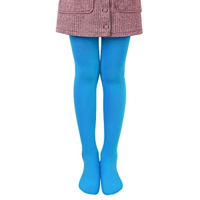 Image de L&amp;K II collants enfants de ballet filles danse avec pied 80 DEN opaque microfibre coloré 27251 Bleu ciel 146/152