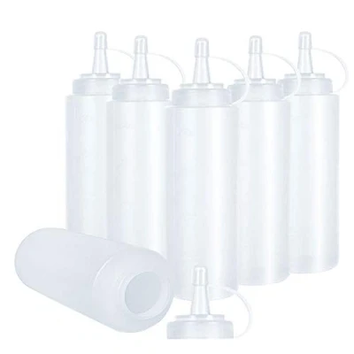 Image de KANOSON Squeeze Bottle 6 Bouteilles, Plastique Flacon à Aertir en avec capuchons 250 ml, sans BPA, fuite, pour la peinture, cuisson au four, ketchup, sauce chaude, bouteille