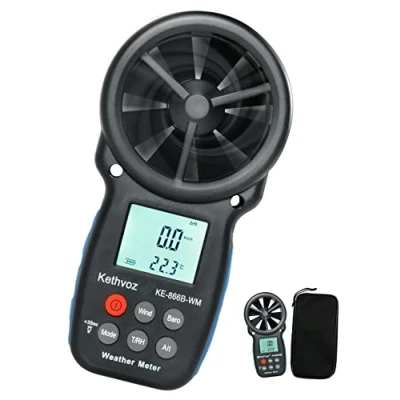 Image de Kethvoz Anémomètre Numérique, Anemometer Portable avec Baromètre Altimètre Mesure Vitesse du Vent Température Humidité Altitude pour Drone Randonnée Escalade VMC Air Balance KE 866B WM