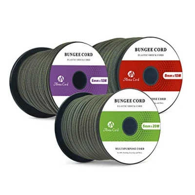Image de Abma Cord Tendeur Élastique 8mm 10M Corde Elastique en Caoutchouc Vert Militaire
