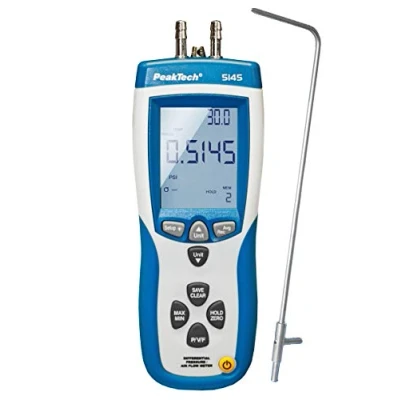 Image de PeakTech P 5145 Testeur de pression 2 en 1 avec pitoire, minuteur différentielle USB, masse d&#039;air et température l&#039;air