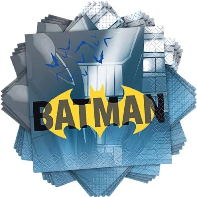 Image de Unique Beverage Paper Napkins 5&quot; x Disposable Pcs Lot de 16 Serviettes en Papier jetables Motif Batman 12,7 cm, 77511