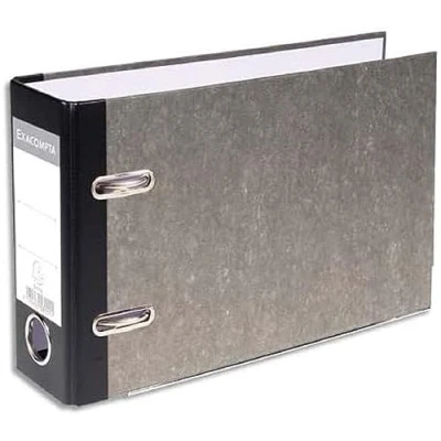 Image de Exacompta réf. 53111E 1 Classeur à levier papier marbré gris A5 horizontal dos de 70 mm Mécanique 75 Dimensions extérieures : 17,5 x 29 7 cm Format classer Coloris noir