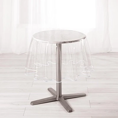Image de douceur d&#039;interieur Nappe Cristal Ronde (0) 180 CM PVC UNI 15/100E Biais, Garden Blanc