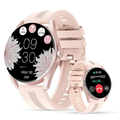 Image de LUNIQUESHOP LSTIME Montre Femme avec Appel Bluetooth, SOS Assistant Vocal, Smartwatch, Tension, fréquence Cardiaque, Sommeil, podomètre, Musique, 1,70&quot; Bracelet Fitness Intelligent, iOS/Android