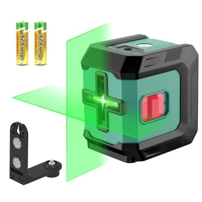 Image de HYCHIKA Niveau Laser 15M, Autonivelant Vert avec 3 Niveaux de Luminosité Réglables, Support pour Décoration Maison, 2 Piles AA