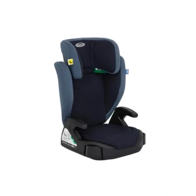 Image de Graco Junior Maxi i Size R129 rehausseur à dossier haut, env. 3,5 12 ans (100 150 cm), accoudoirs et appui tête réglables en hauteur, léger, avec porte boisson, gris, Iron
