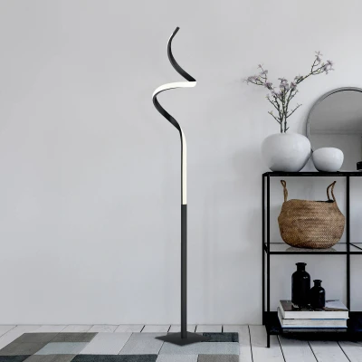 Image de Reality Leuchten Course R42051132 Lampadaire LED en métal noir mat avec variateur d&#039;intensité 11 W