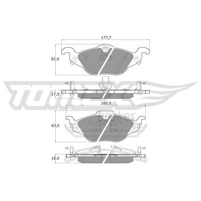 Image de TOMEX brakes TX 12 21 Jeu de plaquettes frein Essieu avant OPEL: Zafira A, Astra G CC, Coupe, VAUXHALL: Mk4 Coupe