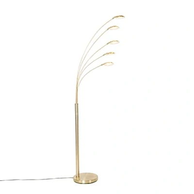 Image de Qazqa sixties LED Dimmable Lampadaire Design variateur inclus 5 lumière H 1810 mm Doré/Laiton Éclairage intérieur Salon I Chambre Cuisine Salle à manger