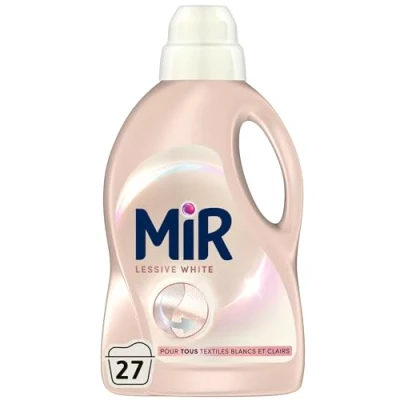 Image de Mir Lessive Liquide White Main &amp; Machine Raviveur Formule Unique 3en1 Blancs Fibres Fraîcheur Nettoie avec Soin Anti Bouloche Pour tous les Textiles 27 Lavages