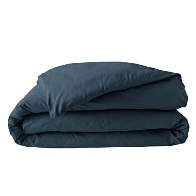Image de douceur d&#039;intérieur, Housse de Couette (240 x 220 cm) Percaline Bleu Nuit, Percale Coton