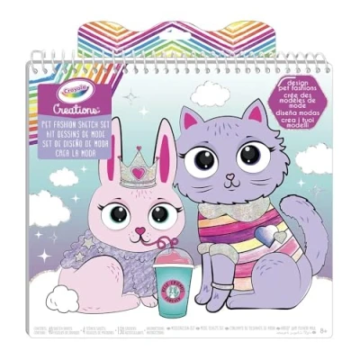 Image de CRAYOLA Creations, Kit Crée la Mode des Bébés animaux, Album de 40 pages, Stencil et 150 autocollants, Activité créative pour enfants à partir 6 ans, 04 1173