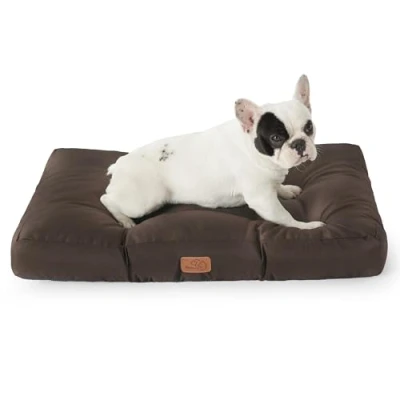 Image de Bedsure Lit imperméable pour Chien de Taille Moyenne Lavable, en Tissu Oxford Grands Chiens, résistant à l&#039;eau, Coussin Plat Petit Chien, Brun, 76 x 50 10 cm
