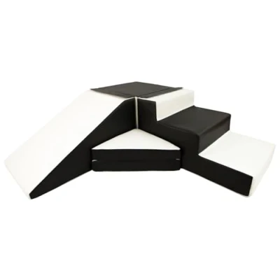Image de Velinda Set de 4 Blocs en Mousse pour Le Jeu, crèches, écoles maternelles, Jouets (Couleur: Noir Blanc)