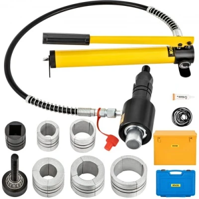 Image de VEVOR hydraulische uitlaatpijpexpander maat 1 5/8&quot; 4 1/4&quot;, 10T handmatige pijpexpander met matrijzen en 2 opbergkoffers voor koperen aluminium buizen in autoreparatie
