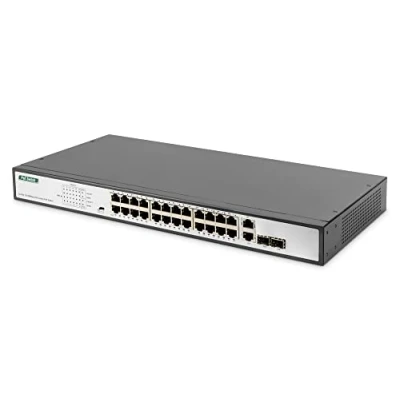 Image de DIGITUS Commutateur réseau Gigabit Ethernet 19 pouces 24 ports 4 x liaison montante (SFP/RJ45) Layer 2 managé port CLI noir