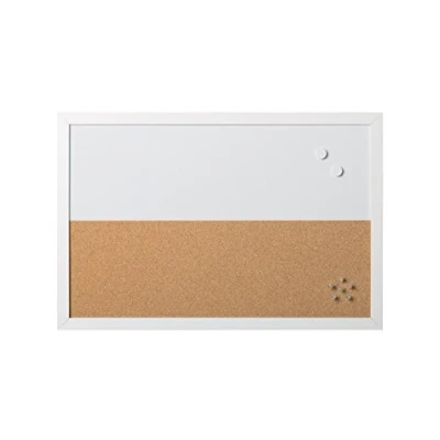 Image de Bi Office, Tableau Combiné, Blanc et d&#039;Affichage Elements, Effaçage à Sec Magnétique/ Liège, Cadre en MDF Blanc, 60x40cm