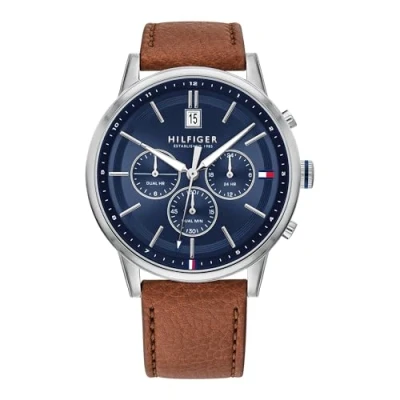 Image de Tommy Hilfiger Casual Montre à aiguilles, Homme, Taille: One Size, Cognac/silver