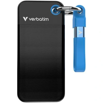 Image de Verbatim Pocket SSD 1To (SSD NVMe Externe, USB 3.2 Gen 2, jusqu&#039;à 1000 Mo/s de Lecture et d&#039;écriture, Disque Dur Portable pour Mac, PC Console Jeux, Noir/Bleu)