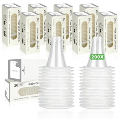 Image de 200pcs Embout Thermometre pour Braun, Couvre Thermomètre Auriculaire, Capuchons Filtres de Sondes Auriculaires, Protection Remplacement Numériques d&#039;oreille