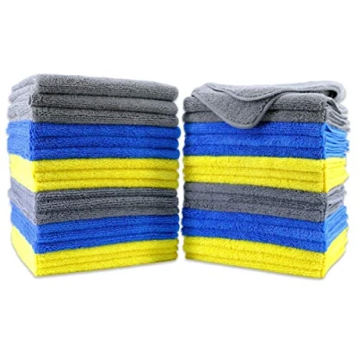 Image de Polyte 36 Chiffons de Nettoyage en Microfibres Bleu/Gris/Jaune 41 x cm
