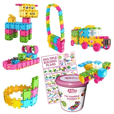Image de Clics Jouets de Construction pour Enfants à partir 3 Ans éducatifs créatifs Ensemble 175 pièces Blocs Paillettes Filles Montessori STEM
