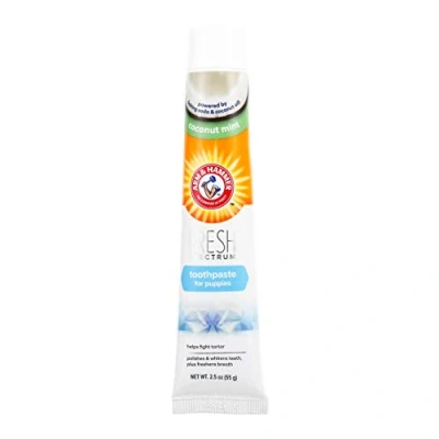Image de Dentifrice pour chiots, fraîcheur noix de coco et menthe, Arm &amp; Hammer Nettoie les Dents Rafraîchit L’haleine. Réduit la Plaque Dentaire le Tartre des Gencives Saines, 55g