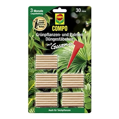 Image de COMPO Bâtonnets d&#039;engrais pour plantes vertes et palmiers avec guano Effet longue durée 3 mois Lot de 30