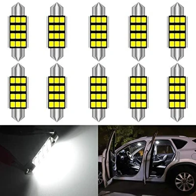 Image de KATUR 211 212 2 Festoon C5W LED Ampoules Feu Blanc 42mm Canbus Gratuit pour 214 560 569 578 6413 Lumière Intérieure, Plafonnier, Plafonnier (Lot de 10)