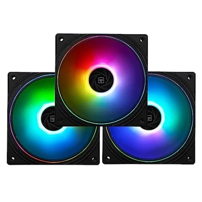 Image de Thermalright TL S12 S Lot de 3 ventilateurs processeur, 120 mm, ARGB, effet lumière fin, connecteur PWM 4 broches, silencieux, avec roulement FDB, jusqu&#039;à 1500 tr/min