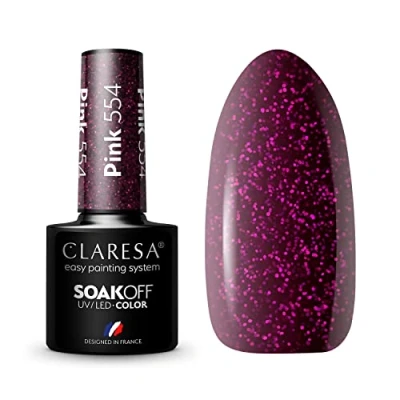 Image de Claresa Vernis à ongles UV LED Collection Hybrid Manucure Soak Off Nail Polish Couleur Rose N 554 5 ml