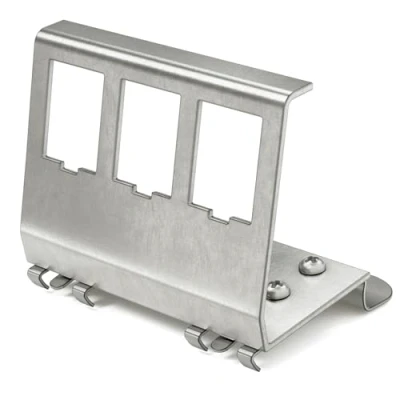 Image de HB DIGITAL Adaptateur de rail DIN pour module Keystone RJ45 à 3 ports, support en métal acier inoxydable, 1,5 mm, montage sur 35 convient modules 14 x 16 mm