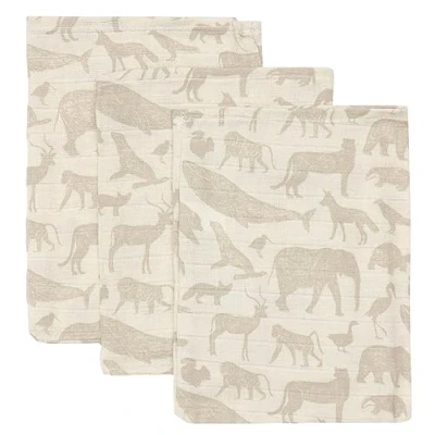 Image de Jollein Gant de toilette gaze Coton 15x20cm Animals Nougat (3p)