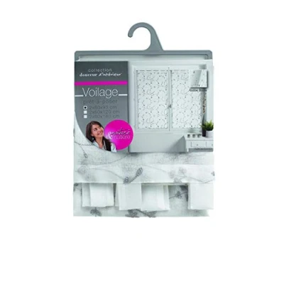 Image de douceur d&#039;interieur Petite Fleur Paire, Blanc/Gris, 2 x 60 90 CM