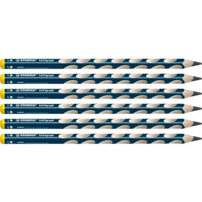 Image de STABILO Lot de 6 crayons ergonomiques triangulaires pour gauchers Easy Graph en pétrole Dureté 2B