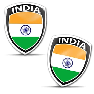 Image de Biomar Labs 2 x Autocollants 3D Gel Silicone Badge Voiture Moto Vélo Fenêtre Porte PC Téléphone Mobile Tablette Ordinateur Portable Inde Drapeau Indien F 224
