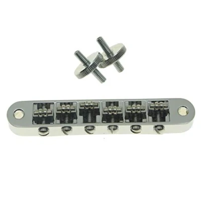 Image de Dopro Chevalet de guitare Tune O Matic chromé pour Gibson Les Paul, SG, ES Dot, Gretsch Bigsby T M avec poteaux M4
