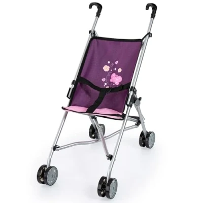 Image de Bayer Design 30157AA Poussette Canne pour poupée, roues doubles, ceinture de sécurité, pliable, prune
