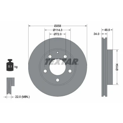 Image de TEXTAR 92062000 Disque de frein 258 24 05/06 114,3 ventilé l&#039;intérieur sans boulon fix roue, moyeu roue MAZDA: Premacy