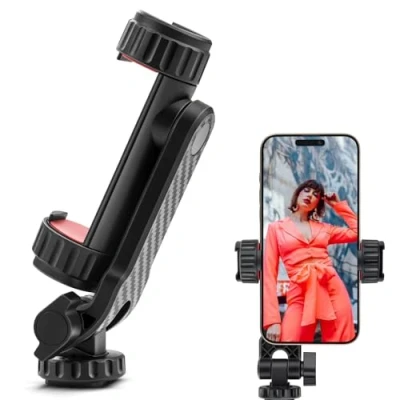 Image de GlasFlength Adaptateur Trépied Smartphone, Support Telephone Trepied avec 2 Chaussure Froide ettrou de vis 1/4&quot; Stabilisateur Smartphone Rotative à 360 pour iphone Galaxy Caméra, Noir
