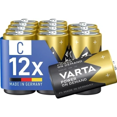 Image de VARTA Piles C Baby, lot de 12, Power on Demand, Alcalines, Pack Stockage, Flexible, Puissant, pour Les Accessoires informatiques, appareils Smart Home, Made in Germany [Exclusif sur Amazon]