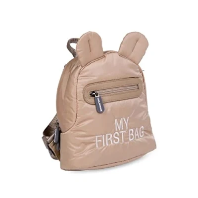 Image de Childhome Sac À Dos Enfant Bébé, Ecole, Maternelle, Crèche, Deux Compartiments, Contece Adaptée Lunchbag/Bouteille, Boucle De Sécurité Amovible, Déperlant, My First Bag, Matelassé Beige