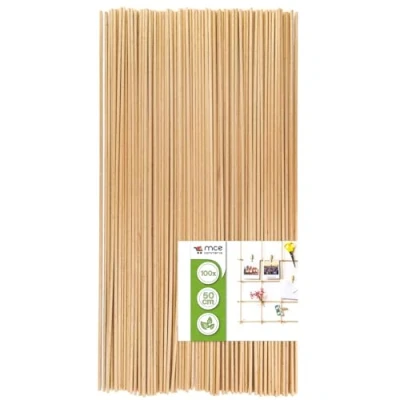 Image de MCE Commerce Lot de 100 baguettes rondes en bois hêtre naturel, Ø 4 mm, longueur 50 cm, modélisme, bricolage, 4mm x 50cm