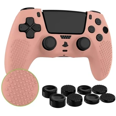 Image de MyGadget Housse Silicone Compatible avec Manette PS5 INCL. 8 Capuchons pour Joysticks (Petits Grands) Coque Playstation 5 Dualsense Wireless en Rose