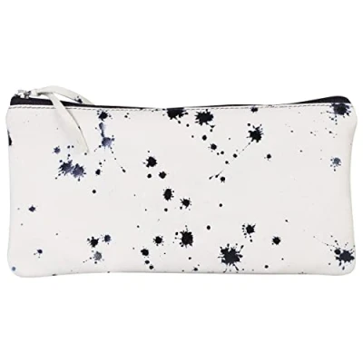 Image de Clairefontaine 410116C Trousse Scolaire Plate 22x11cm en Véritable Cuir d&#039;Agneau, Daim Cosmicuir Bleu foncé